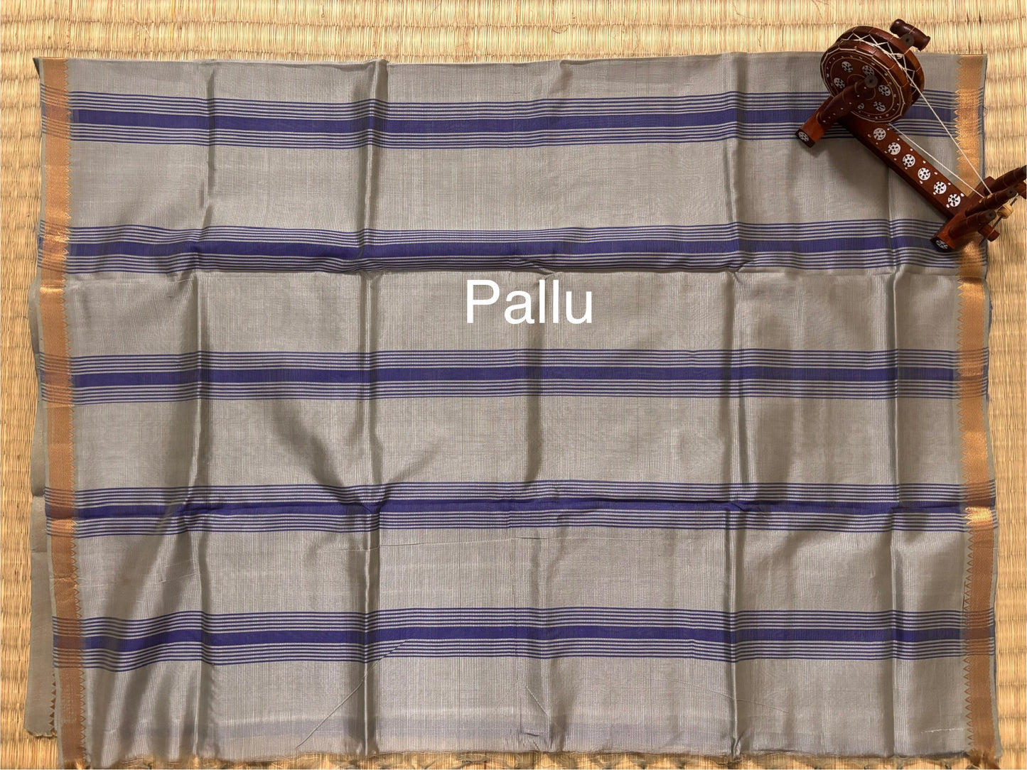 Blue & Grey Classic Mangalagiri Handloom Silk Saree