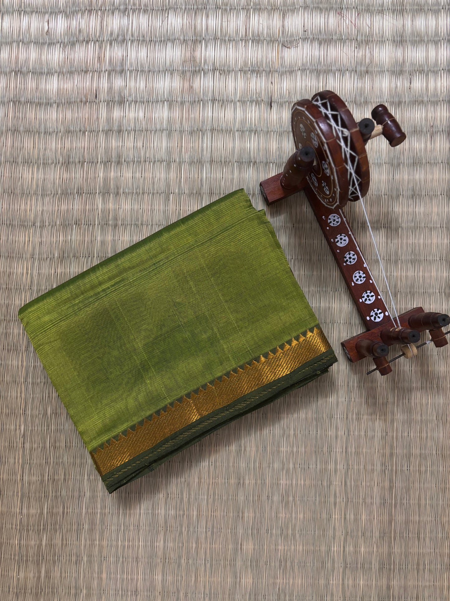 Green & Purple Classic Mangalagiri Handloom Silk Saree