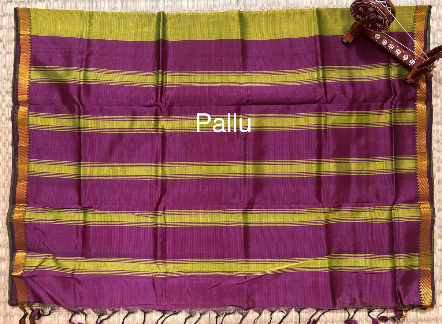 Green & Purple Classic Mangalagiri Handloom Silk Saree