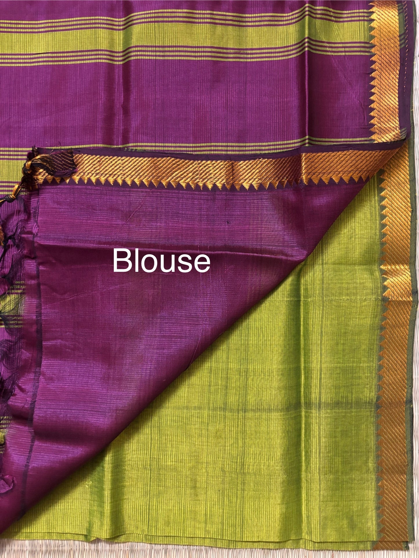 Green & Purple Classic Mangalagiri Handloom Silk Saree