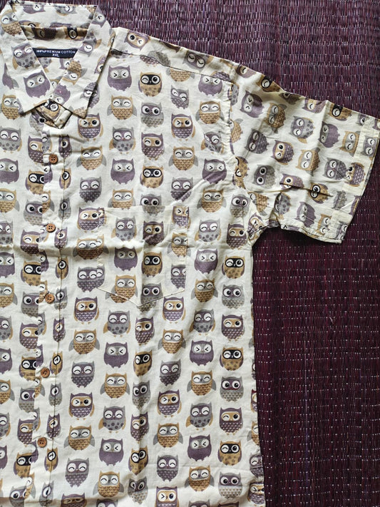 Men's Beige Sanganeri Shirt