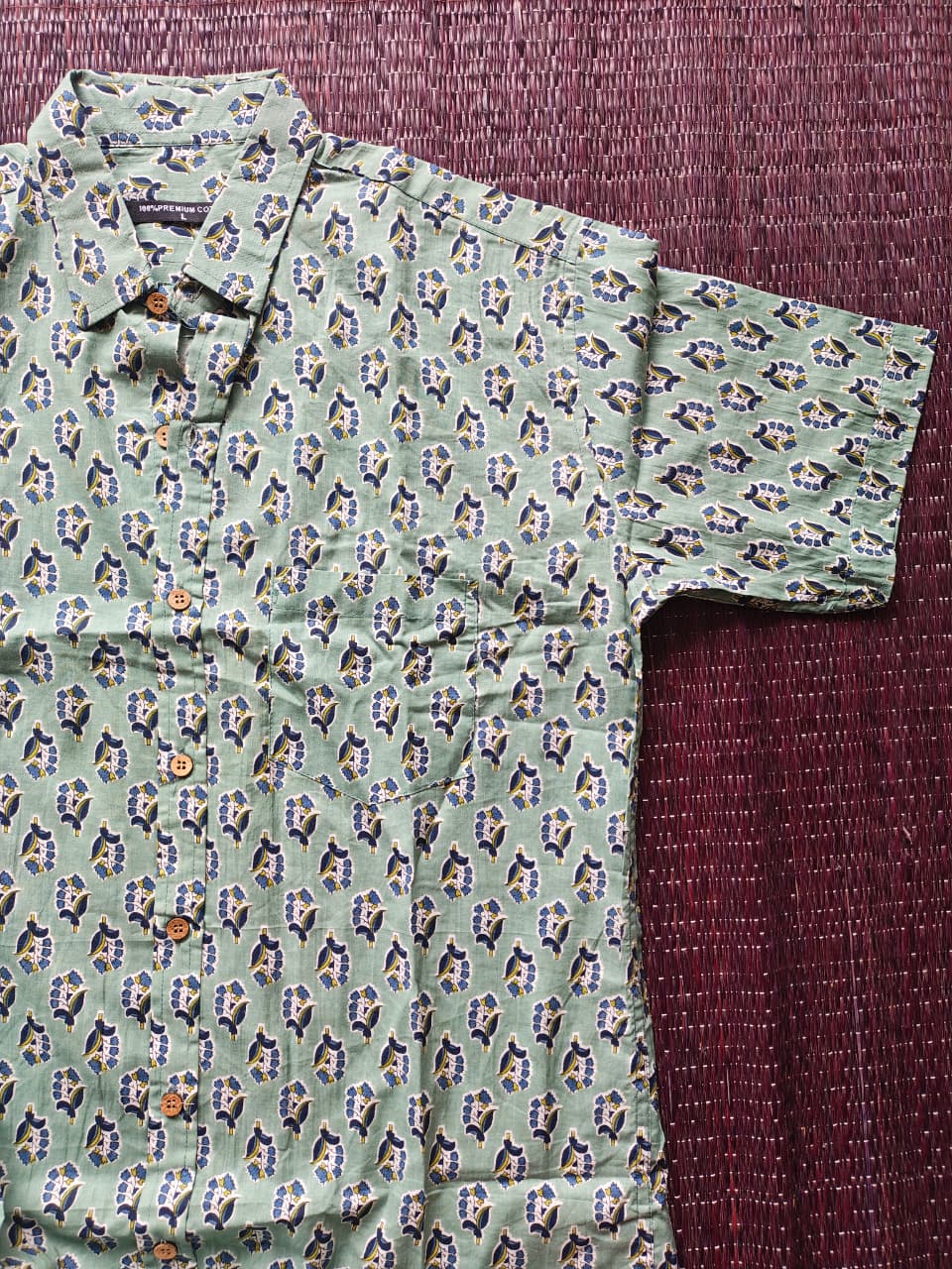 Men's Light Green Sanganeri Shirt