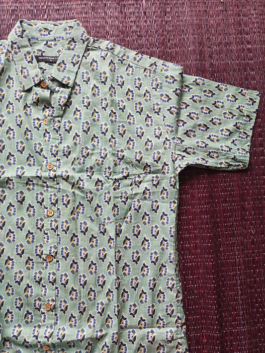 Men's Light Green Sanganeri Shirt