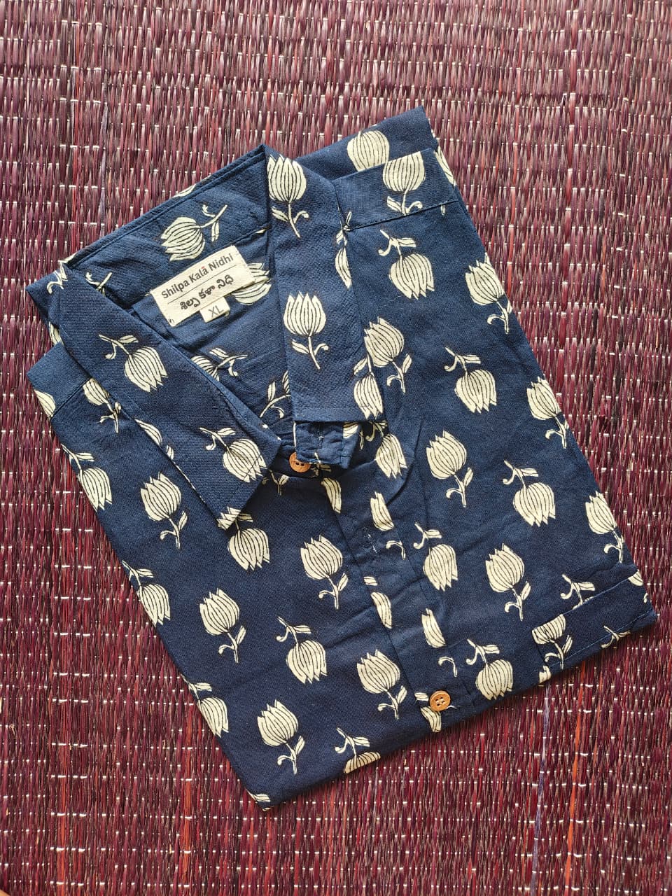 Men's Navy Blue Sanganeri Shirt
