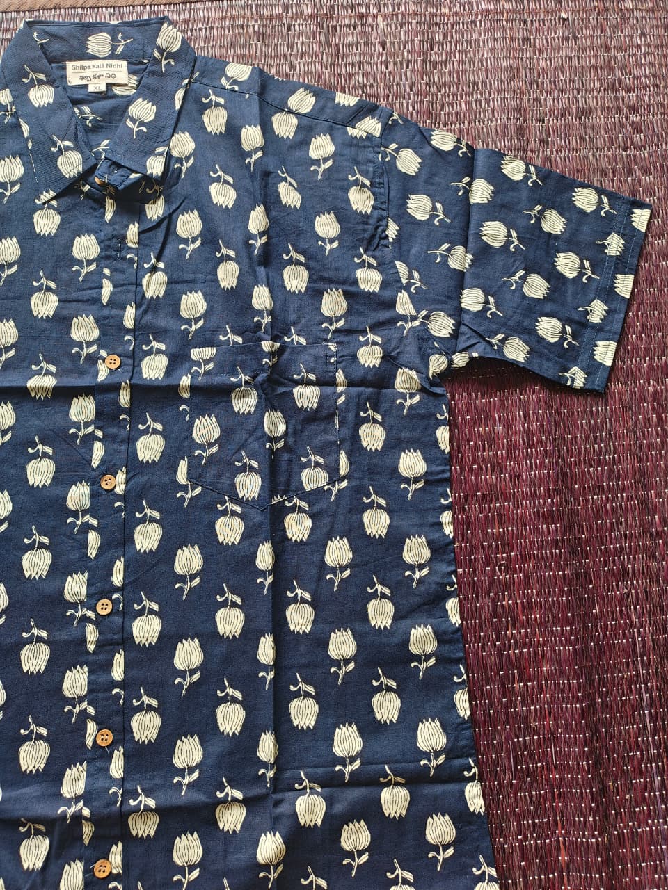 Men's Navy Blue Sanganeri Shirt