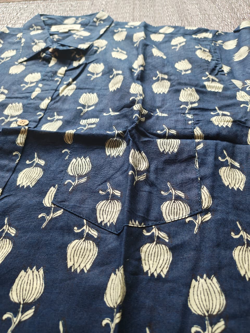 Men's Navy Blue Sanganeri Shirt