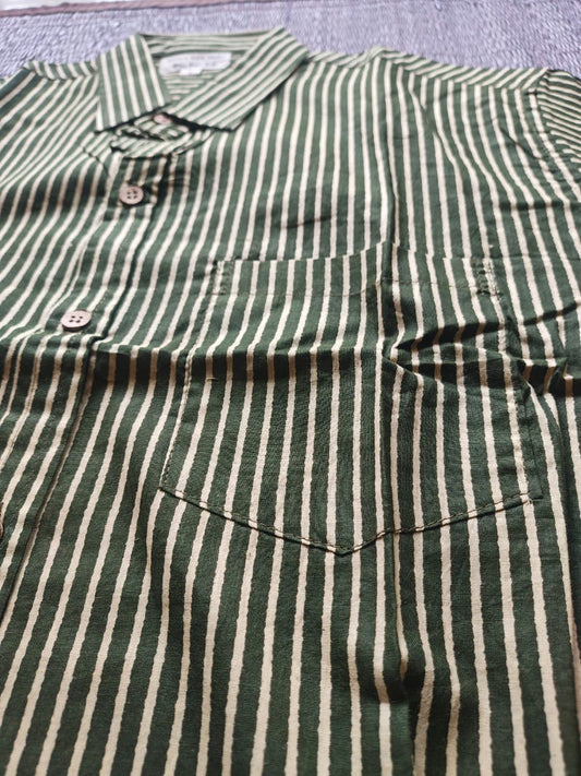 Men's Forest Green Sanganeri Shirt