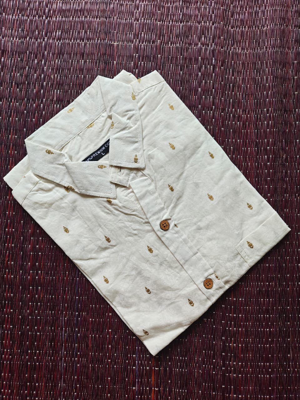 Men's Beige Sanganeri Shirt