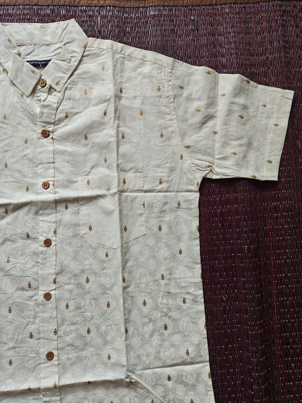 Men's Beige Sanganeri Shirt