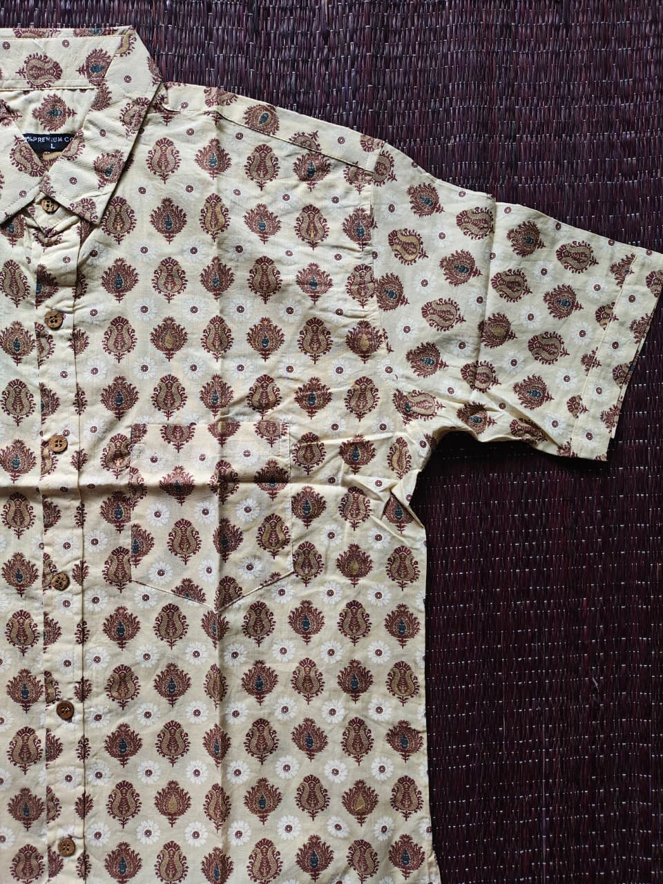 Men's Beige Sanganeri Shirt