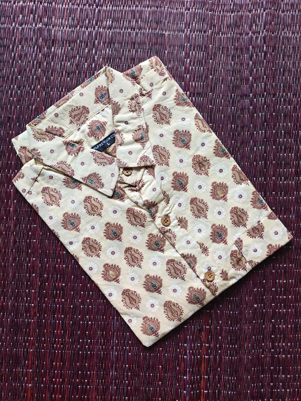 Men's Beige Sanganeri Shirt