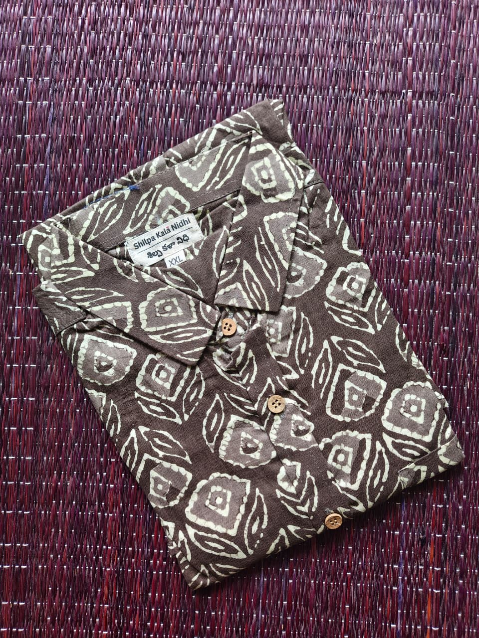 Men's Brown Pattern Sanganeri Shirt