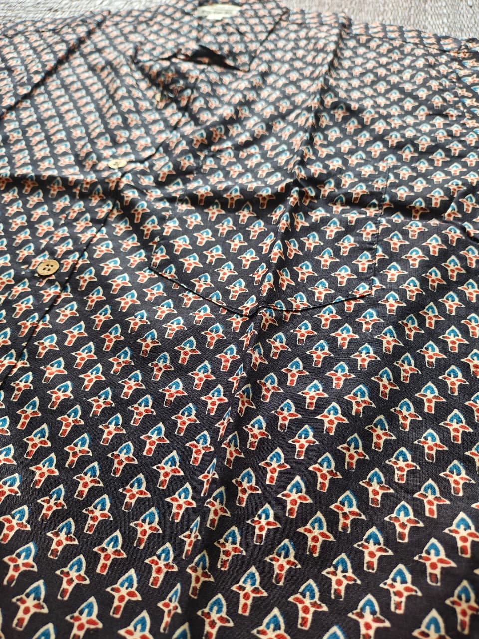 Men's Black Pattern Sanganeri Shirt