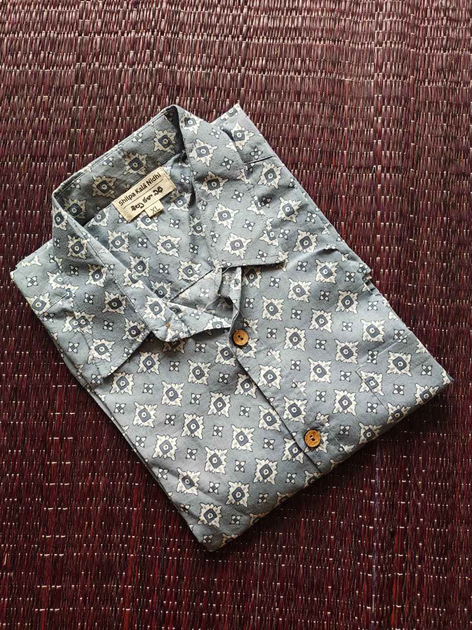 Men's Light Blue Pattern Sanganeri Shirt