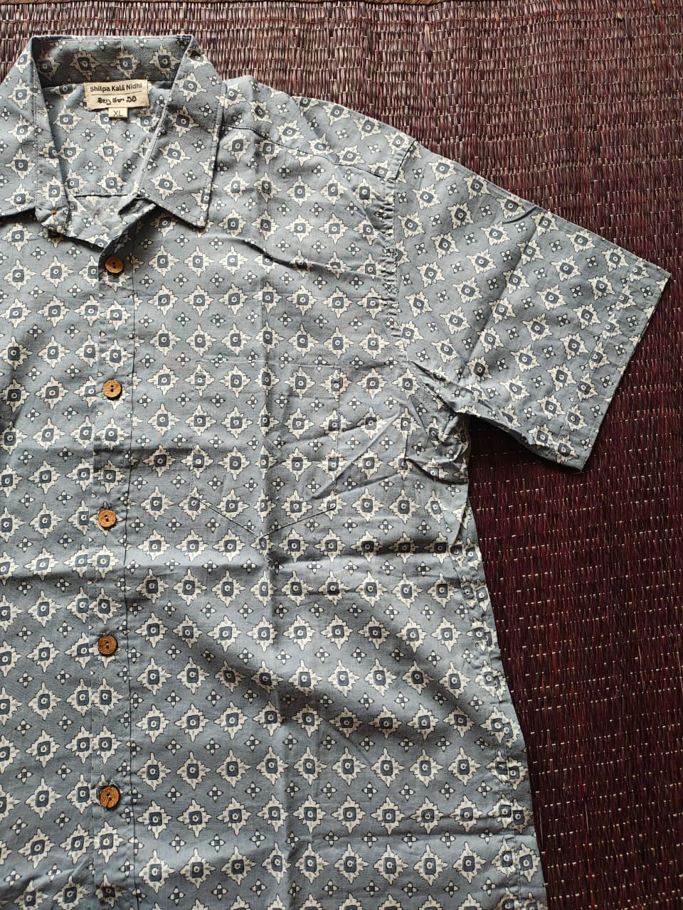 Men's Light Blue Pattern Sanganeri Shirt