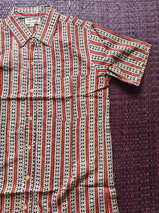 Men's Terracotta Bagru Hand Block Printed Shirt