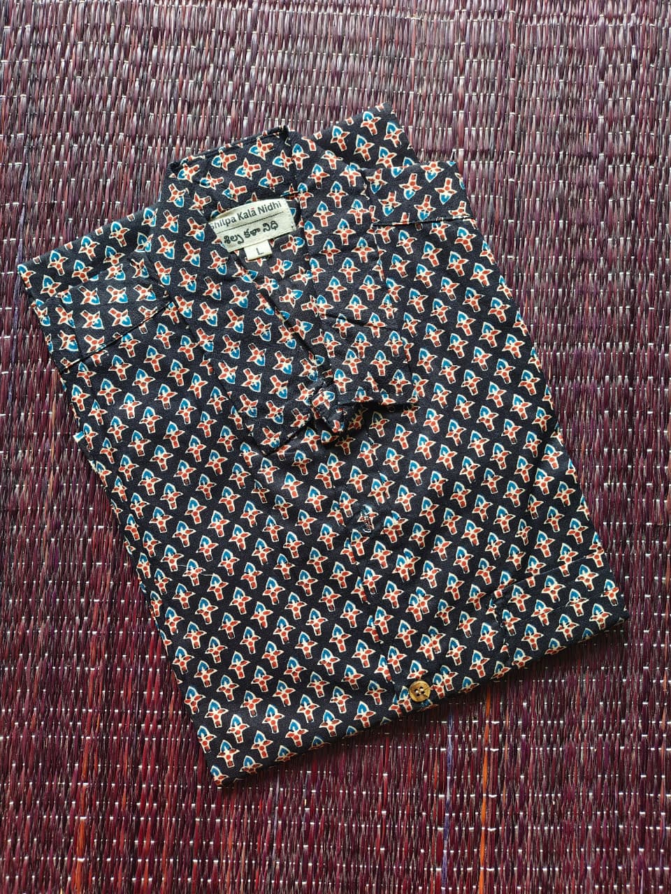 Men's Black Pattern Sanganeri Shirt