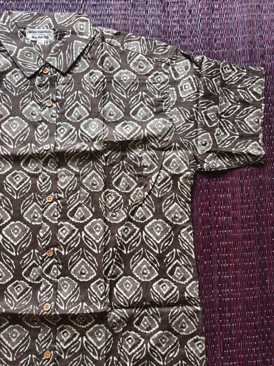 Men's Brown Pattern Sanganeri Shirt